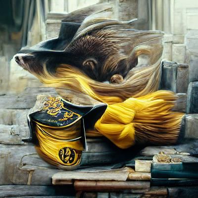 Hufflepuff Crest as Oil Painting