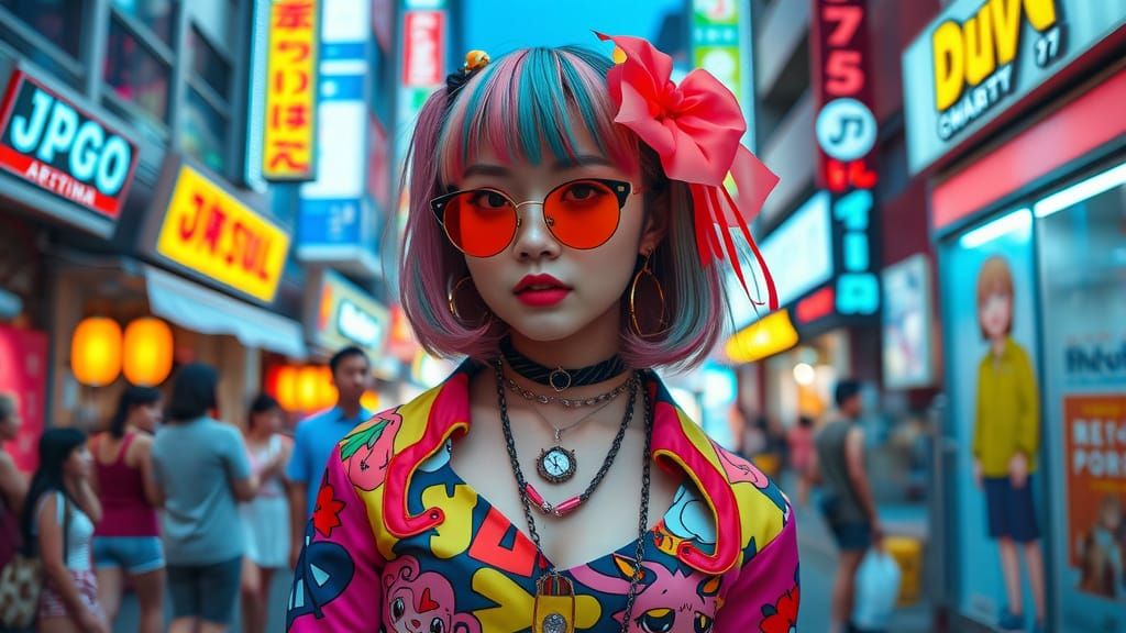 Colorful Gyaru Girl in Okinawa, Harajuku, and Shibuya Styles
