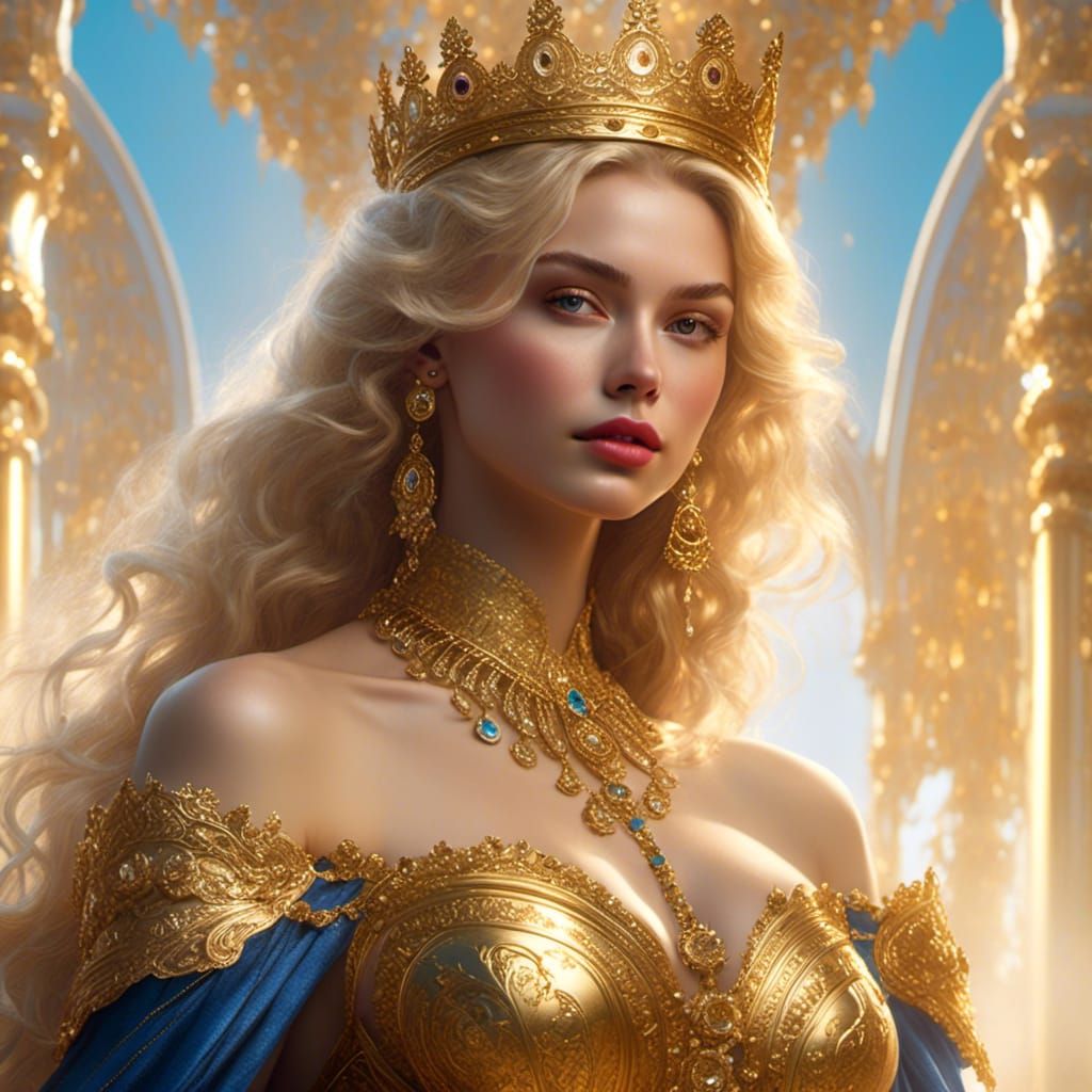 Radiant Princess Portrait in Golden Hour Light