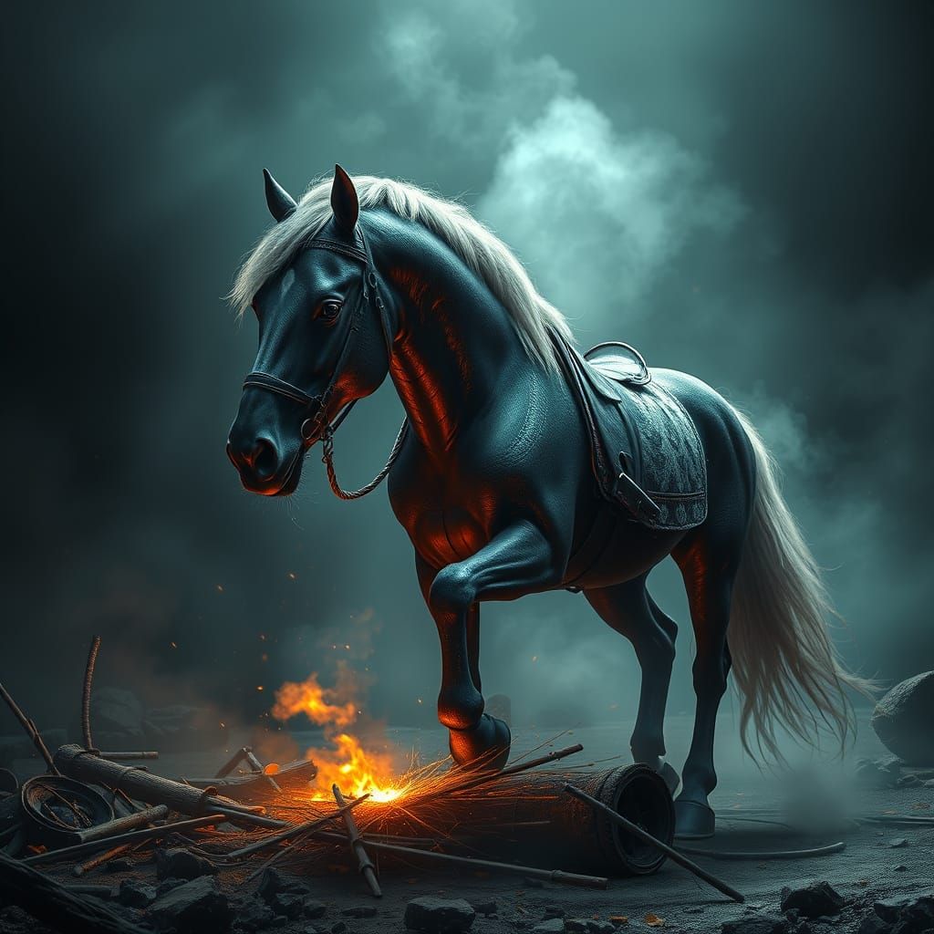 Epic Cinematic Horse Maker in Maximalist Digital Style