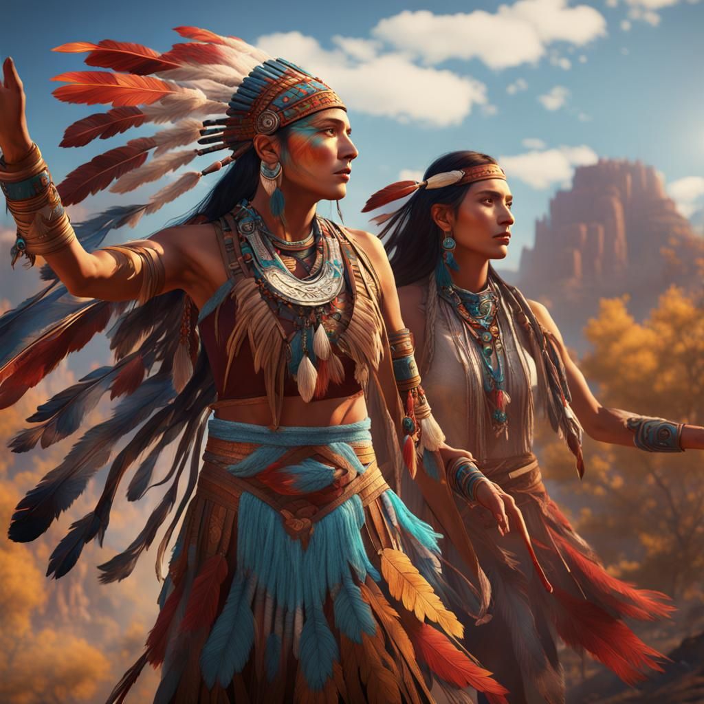 Native American Shawl Dance in Detailed Matte Painting