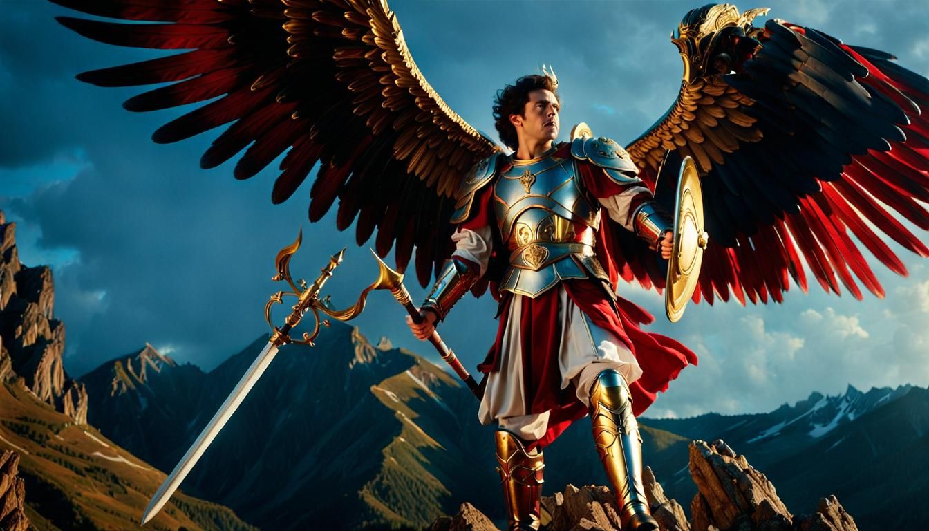 Archangel Gabriel Blows Horn in Epic Battle