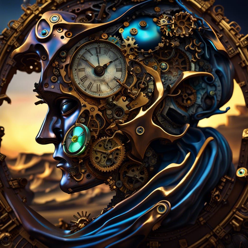 Steampunk Persistence of Memory in Photorealistic Style