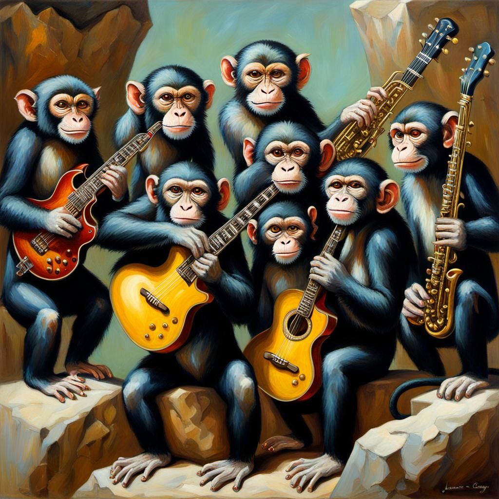 Monkey Rock and Roll Orchestra: An Oil Painting