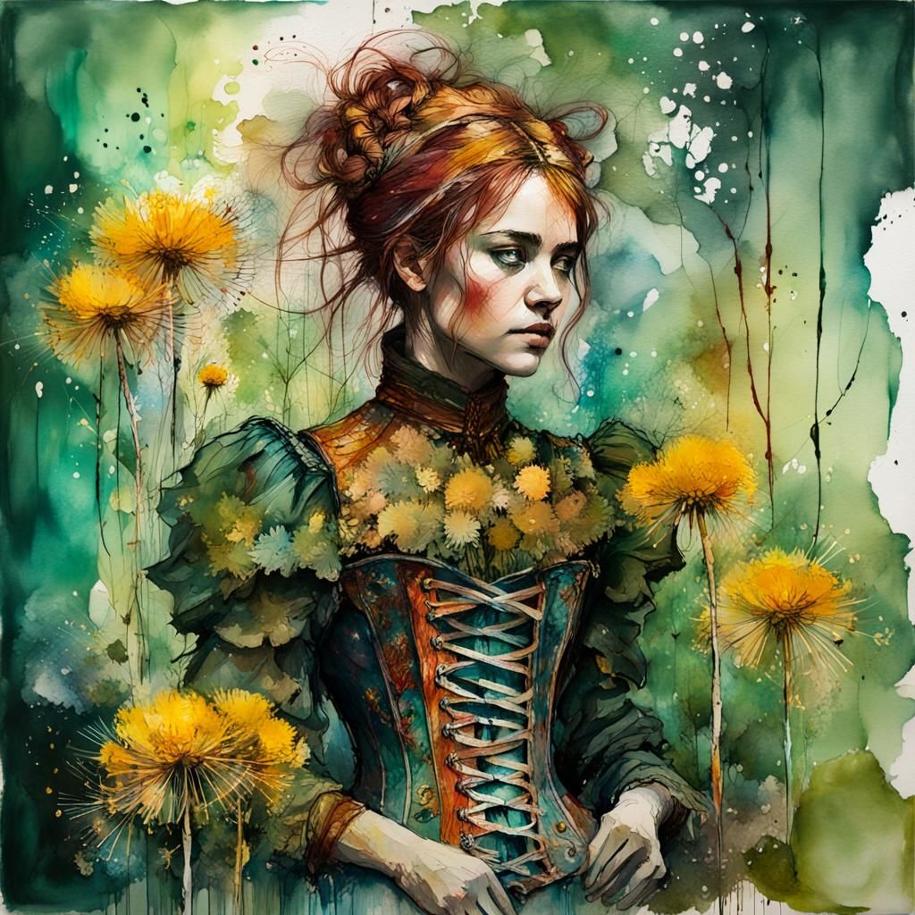Dystopian Aristocrat on Forest Trail, Expressive Art