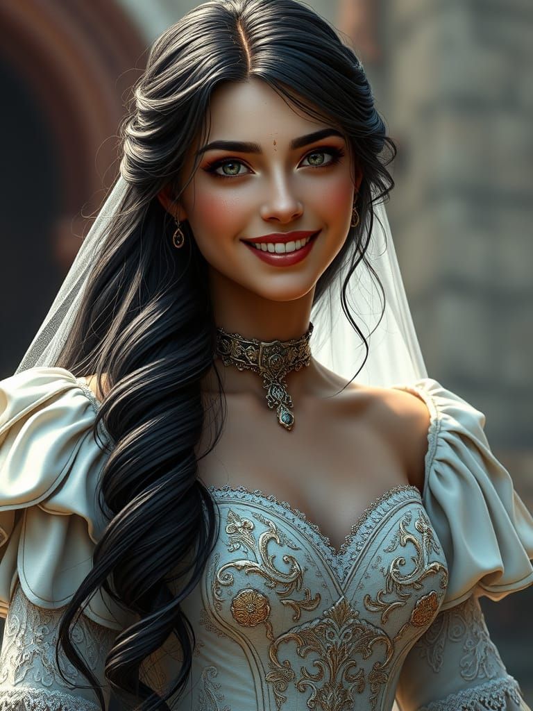 Medieval Princess Wears White in Whimsical Wedding Scene