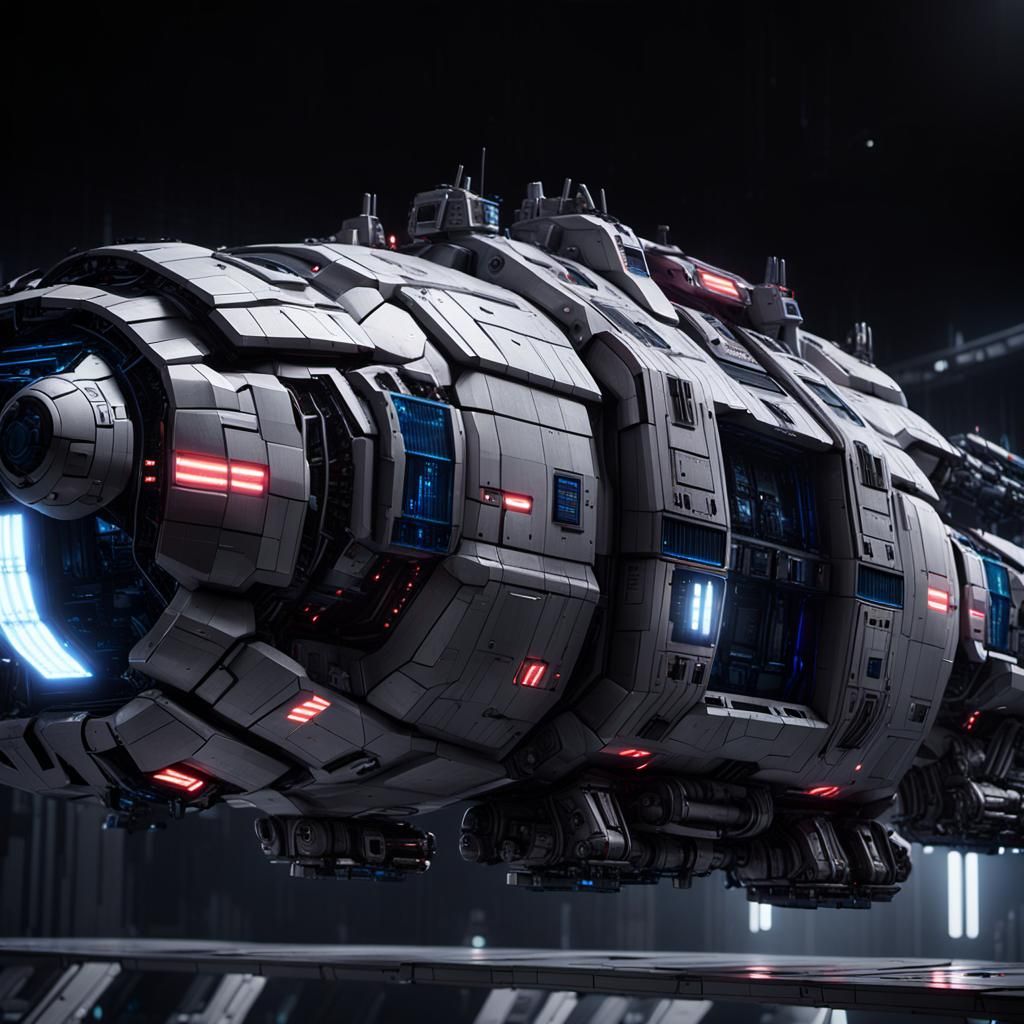 Futuristic Mech Launching from Space Station