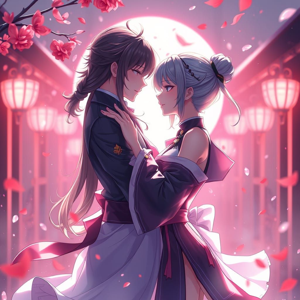 Forbidden Lovers in a Gritty Anime Aesthetic