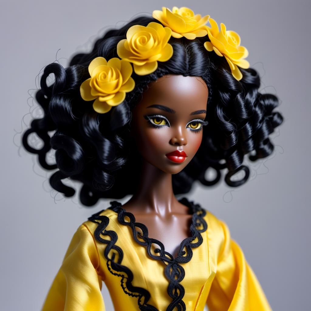 Black Doll in Yellow Gown: Delicate Art