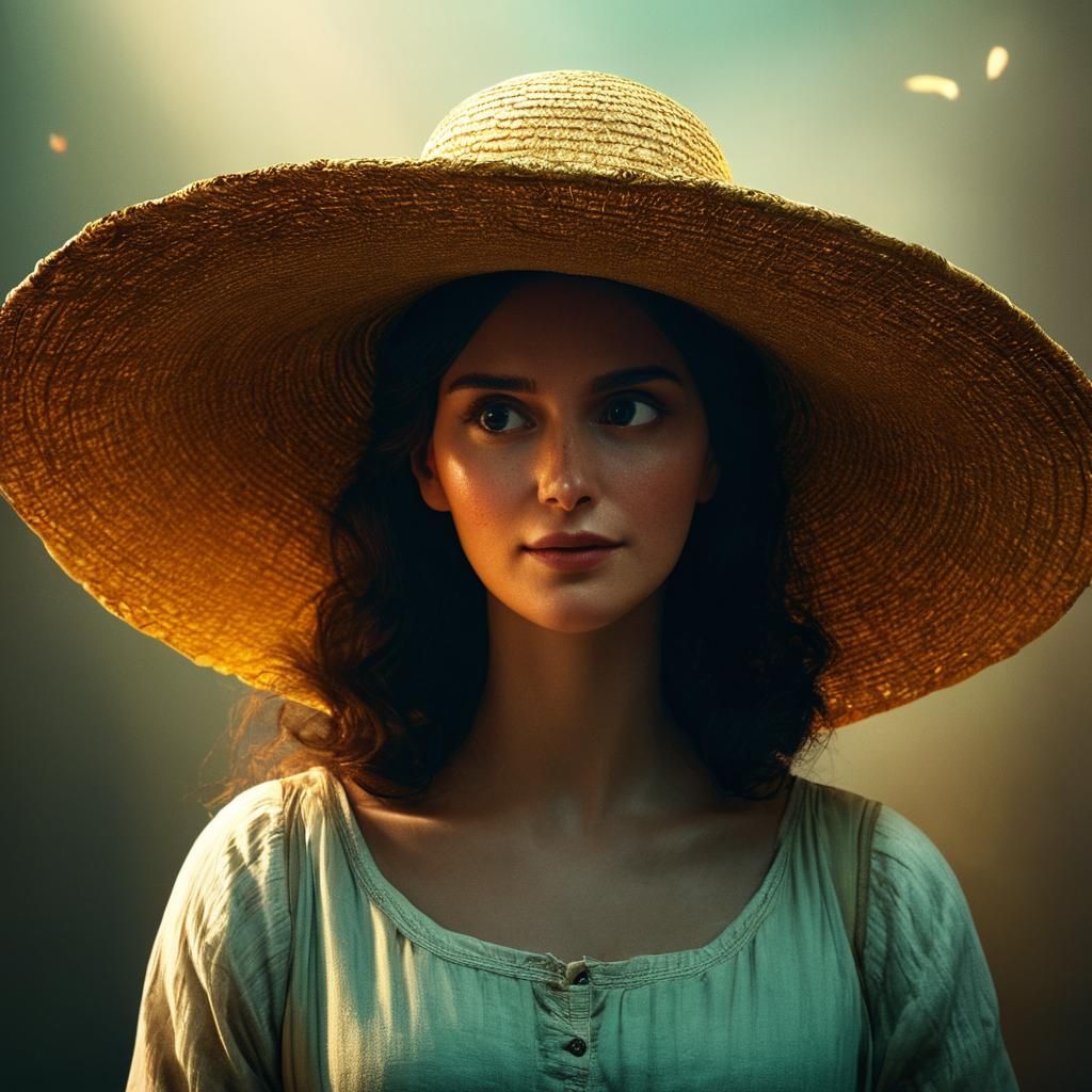 Model with Conical Hat in Cinematic Lighting