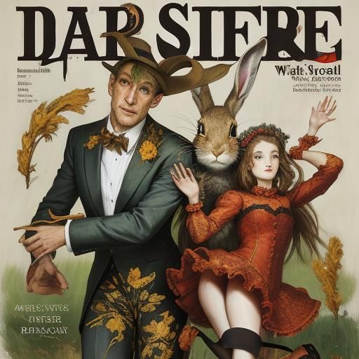 Magazine Cover: Dancing Hare and Rabbit, Expressive Style
