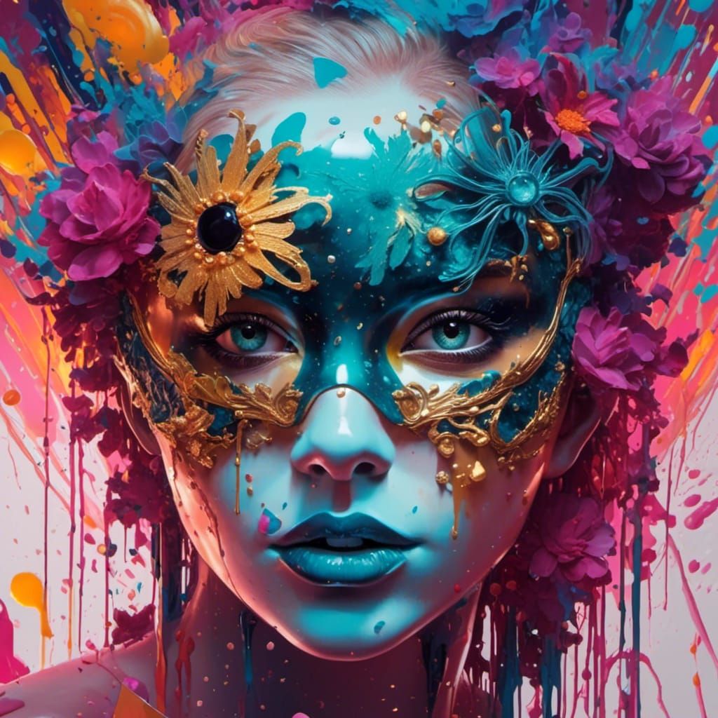 Halloween Masquerade Ball in Polychromatic Digital Art