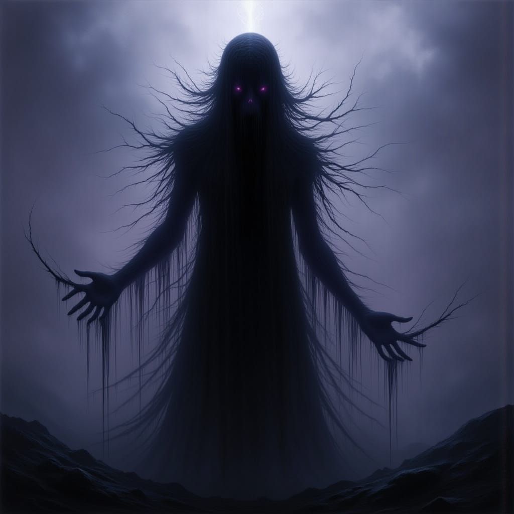 Ethereal Shadow Figure in Dark Fantasy Style