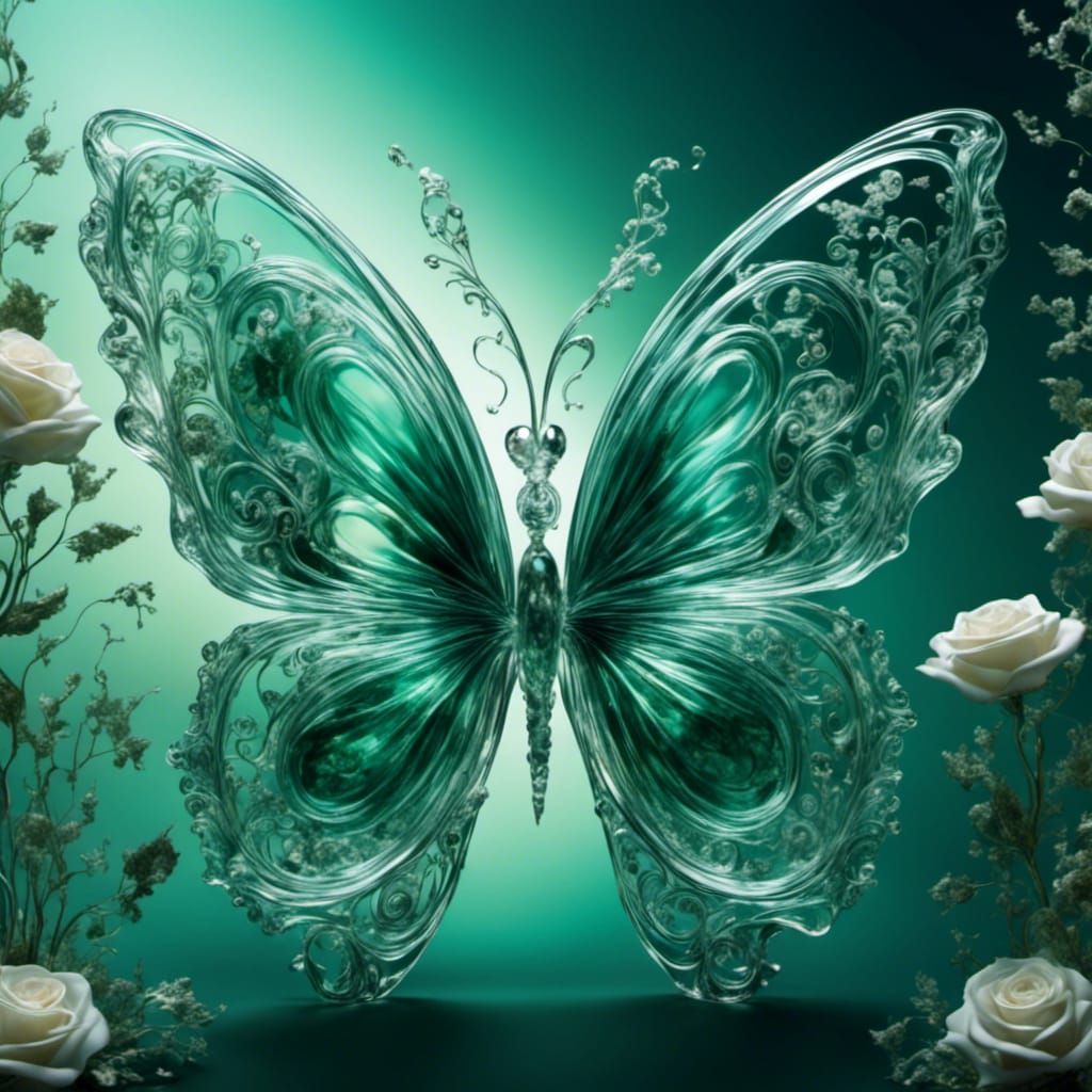 Crystal butterfly in green