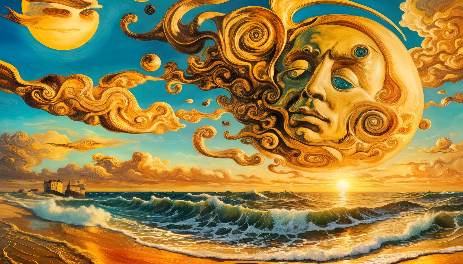 Surreal Sunset: Van Gogh and Dalí Fusion