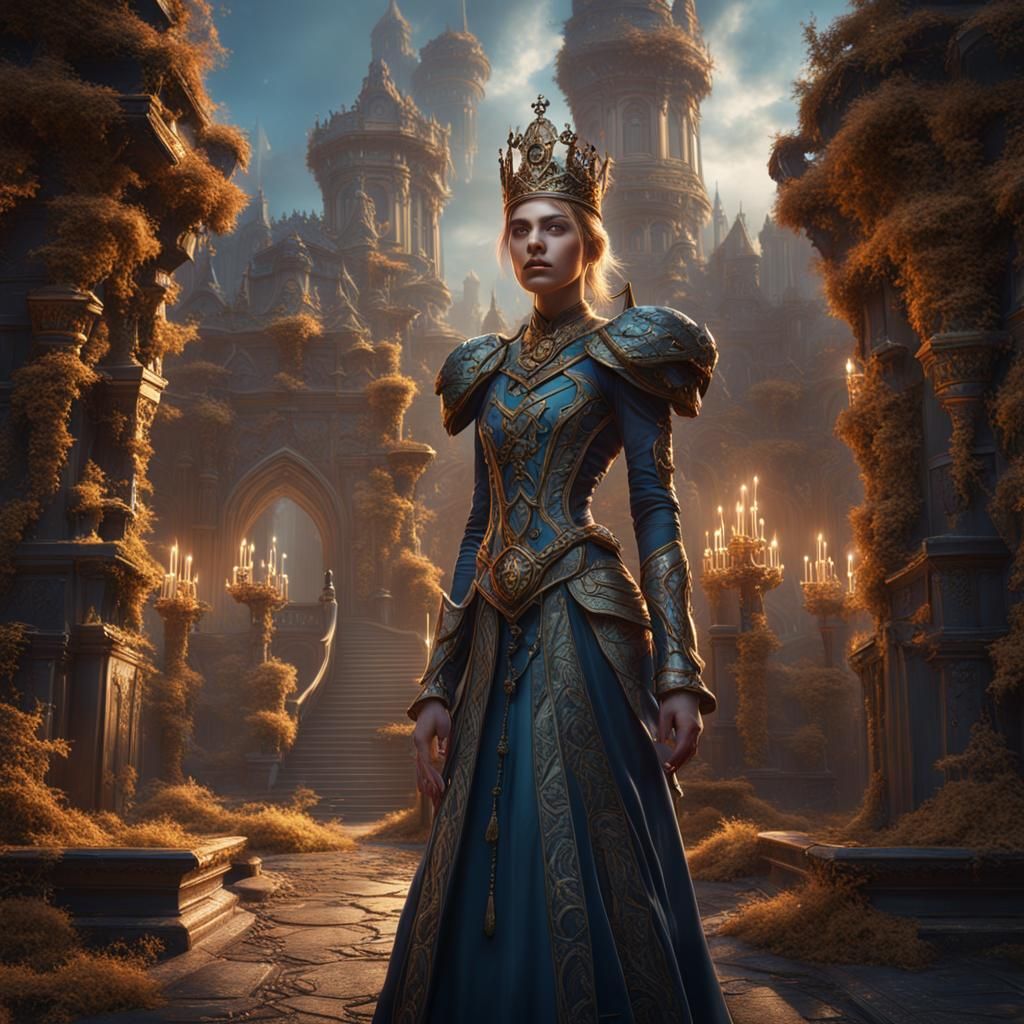 Intricate Matte Painting of a Young Queen