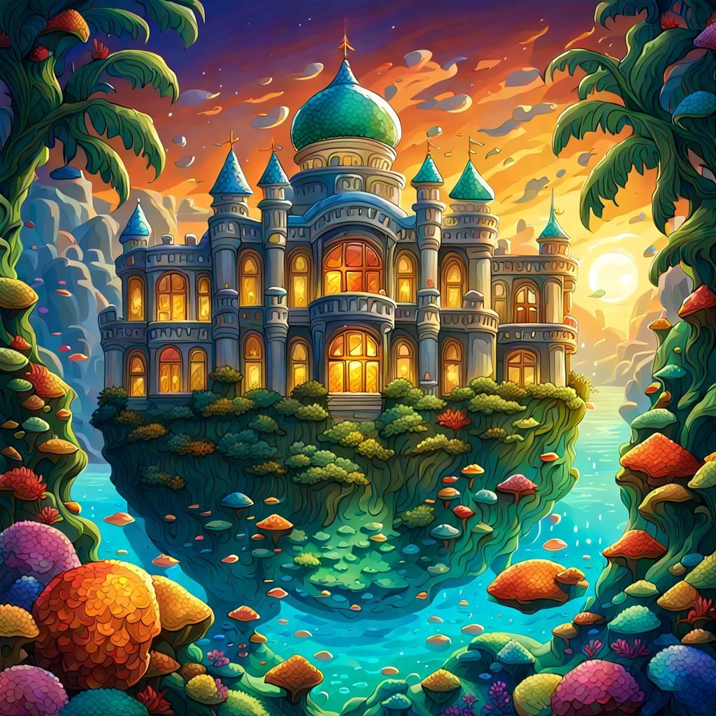Glittering Tropical Palace Undersea: A Radiant Fairytale