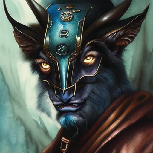 Eerie Steampunk Faun Watercolor