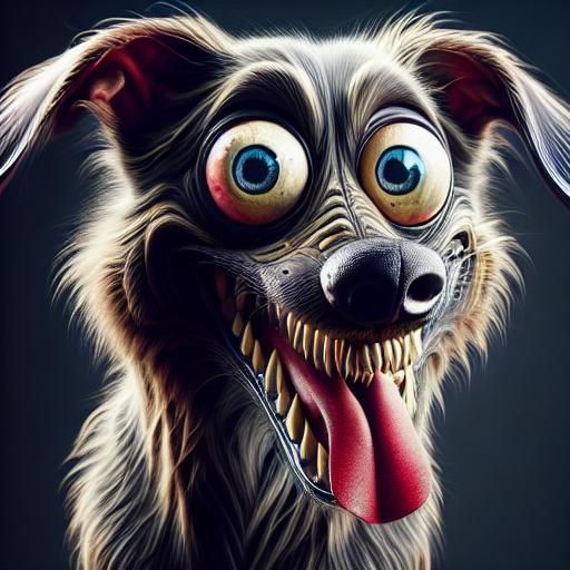 Dog with Crazy Laughing Face