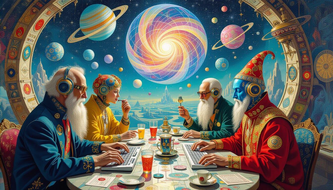 Psychedelic Utopia: A Surrealist Oil Painting