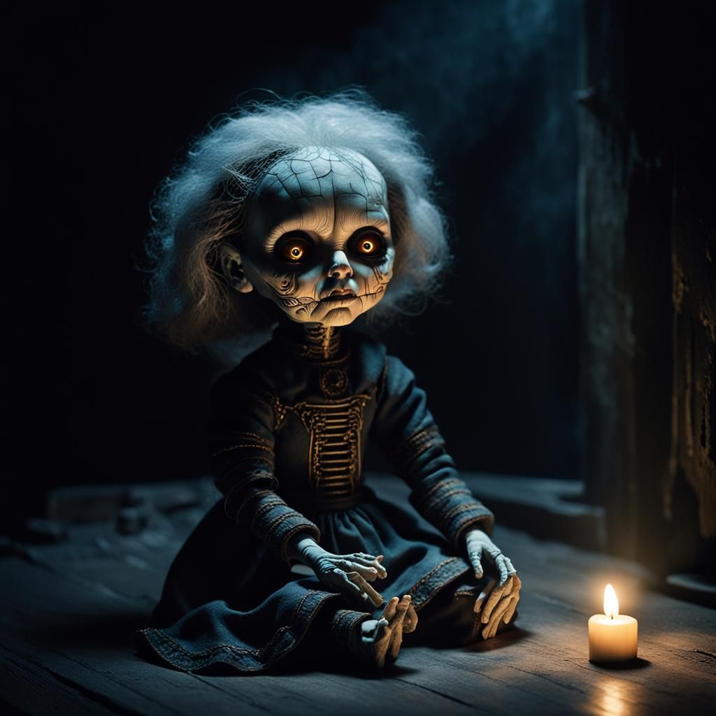 Eerie Doll in Dark Fantasy Illustration