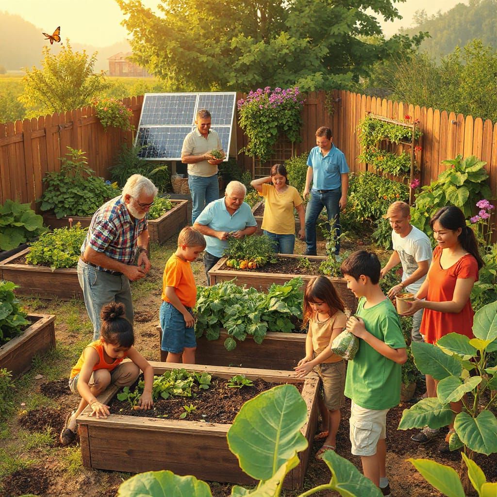 Community Garden: A Realistic Illustration of Unity
