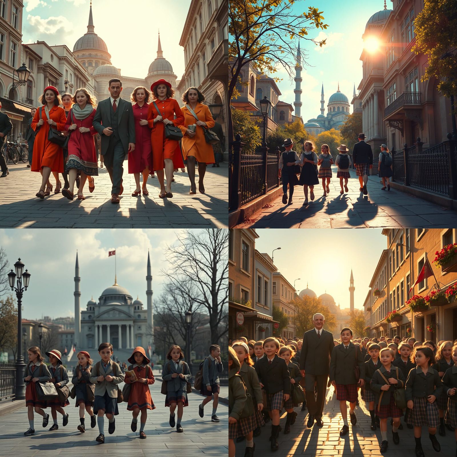 Ataturk with School Children in 1930s Istanbul