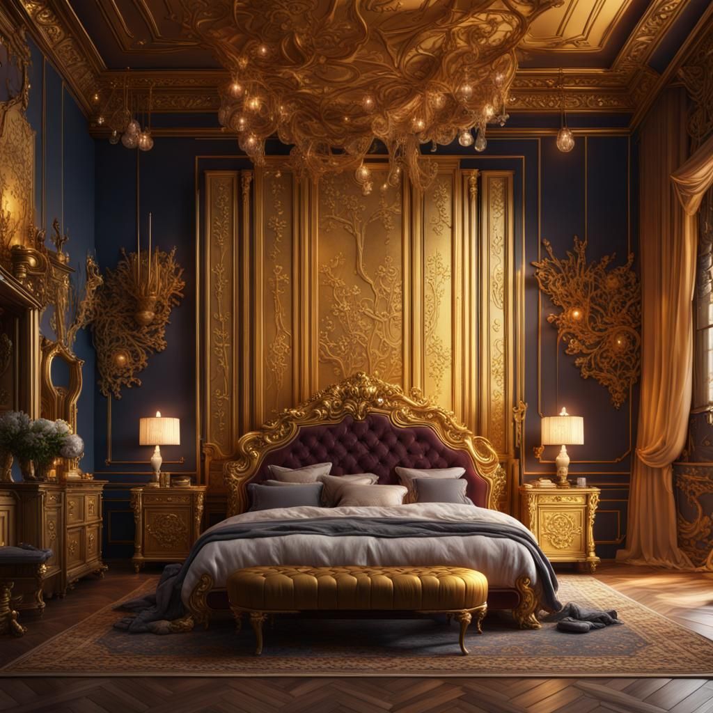 Golden Bedroom: Detailed Matte Painting