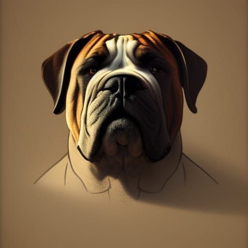 Hyperdetailed Bullmastiff Portrait in Dynamic Lighting