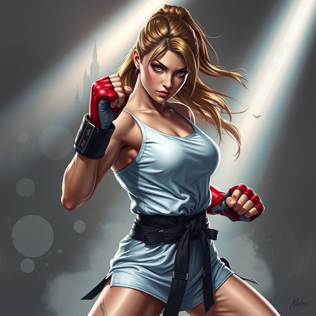 Female Warrior in Battle Stance