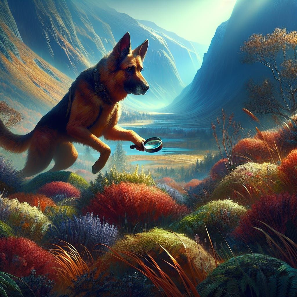 Fantasy Search and Rescue Dog in Detailed Matte Painting