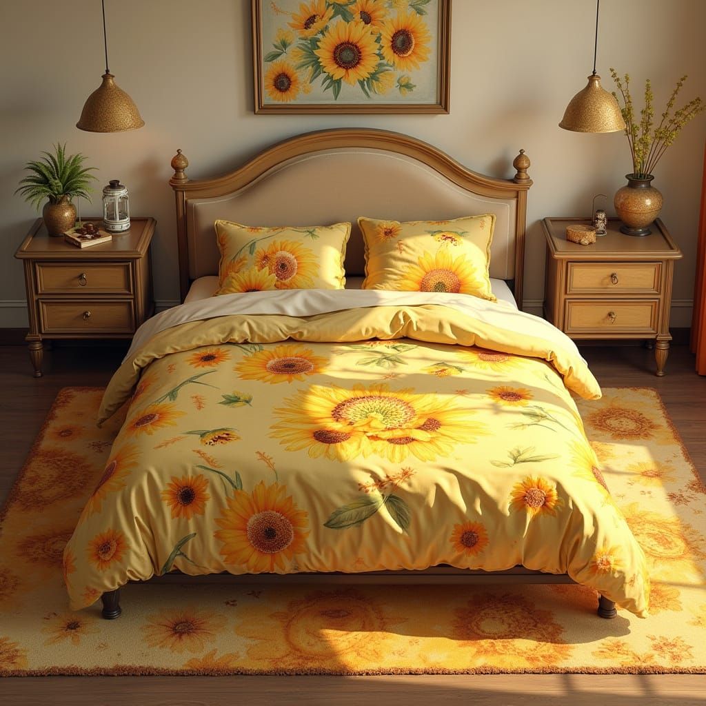 Sunflower Bedroom in Impressionistic Style