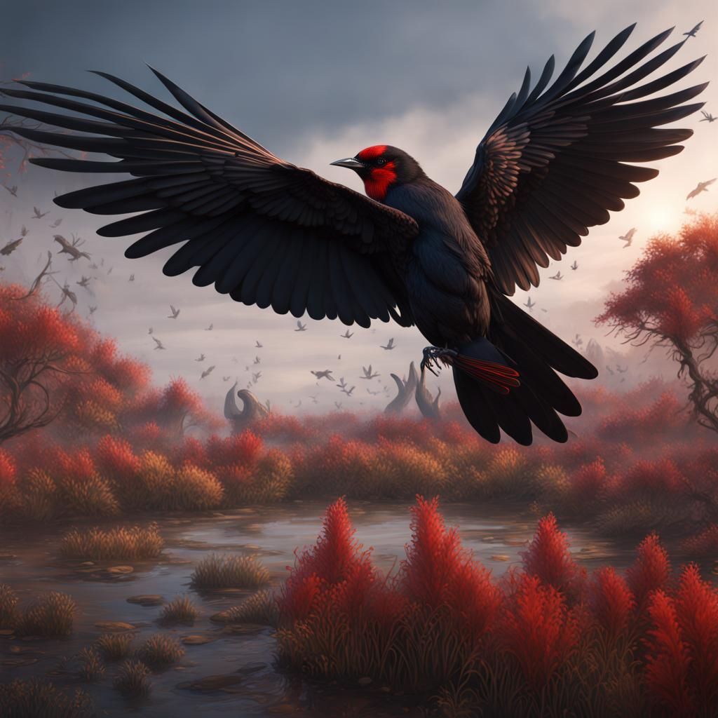 Thraupis and Red-Winged Blackbird Hybrid Bird