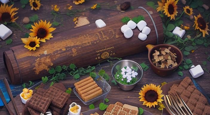 S'mores Knolling Still Life with Flowers