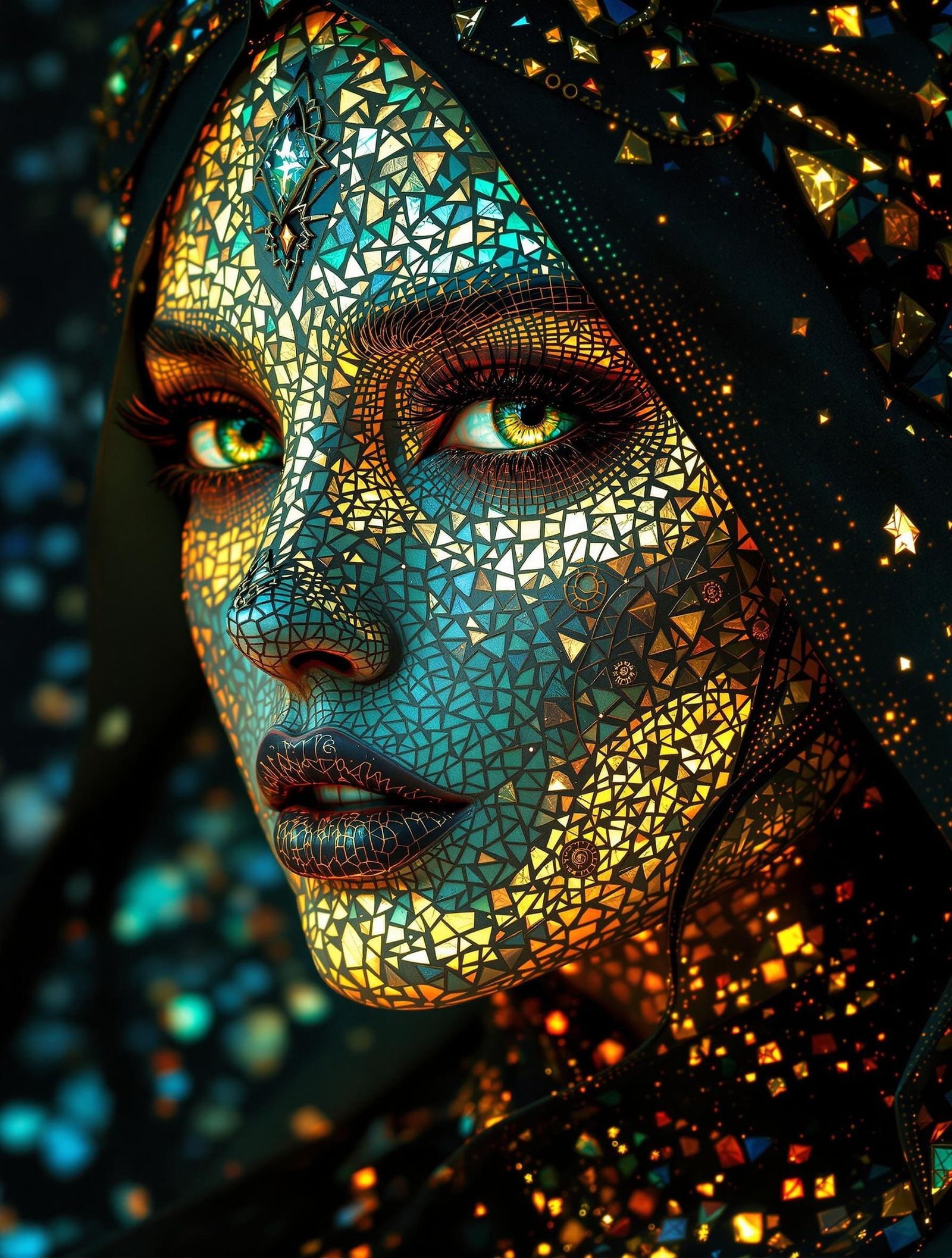 Portrait in Tessellated Sea Glass Pietra Dura