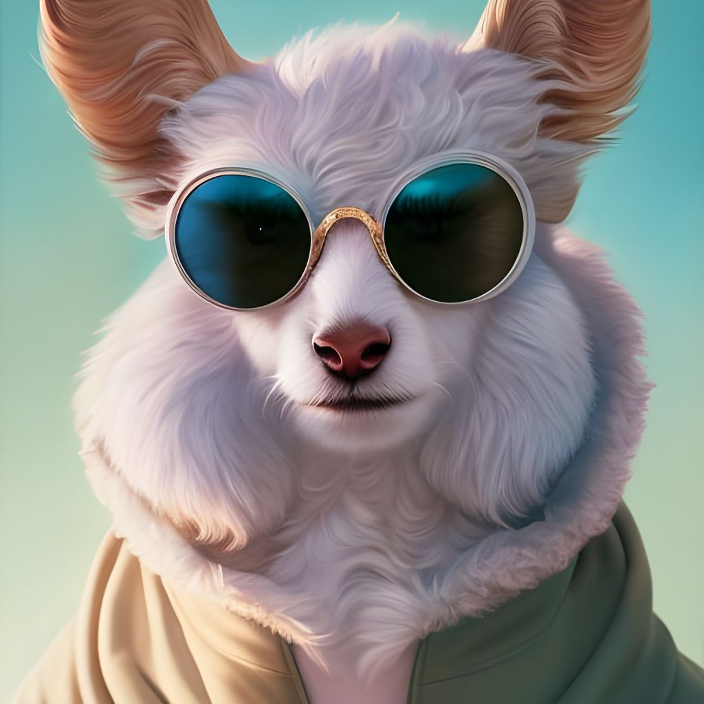 Hipster Sheep Portrait in Digital Art Style