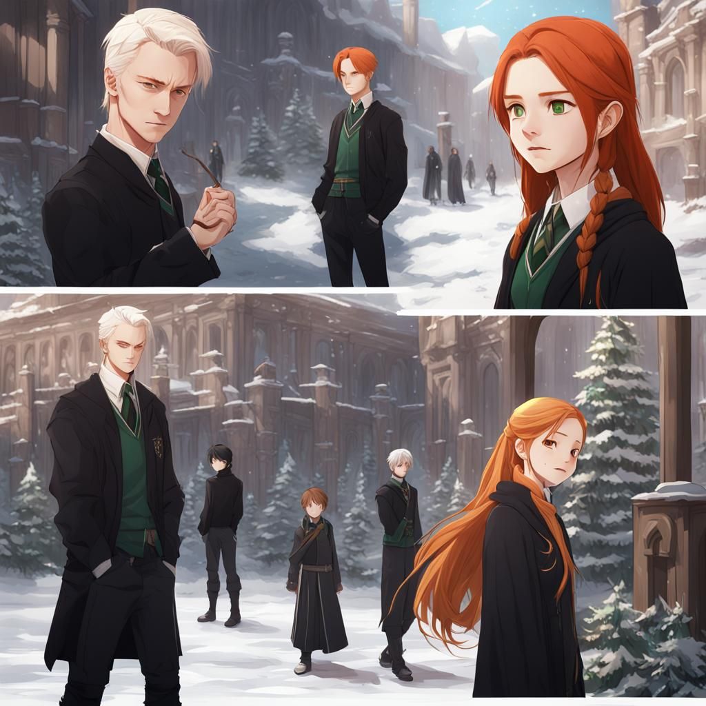 Ginny Weasley and Draco Malfoy in 3D Anime Art