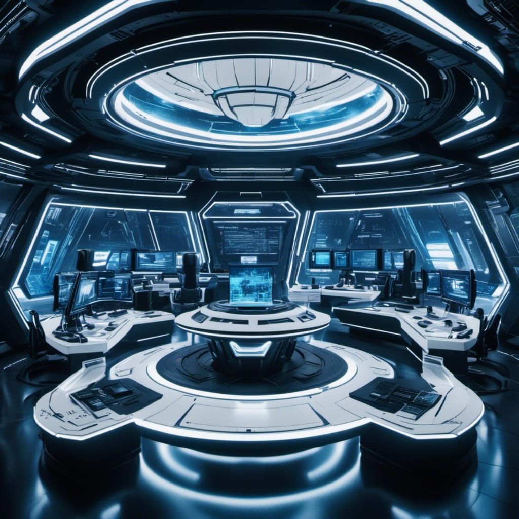 Futurepunk Spaceship Command Center in Cyberpunk Style