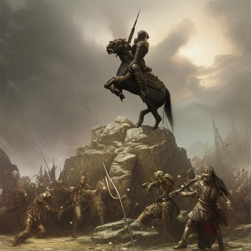 Victorious King Commands Army in Epic Digital Painting