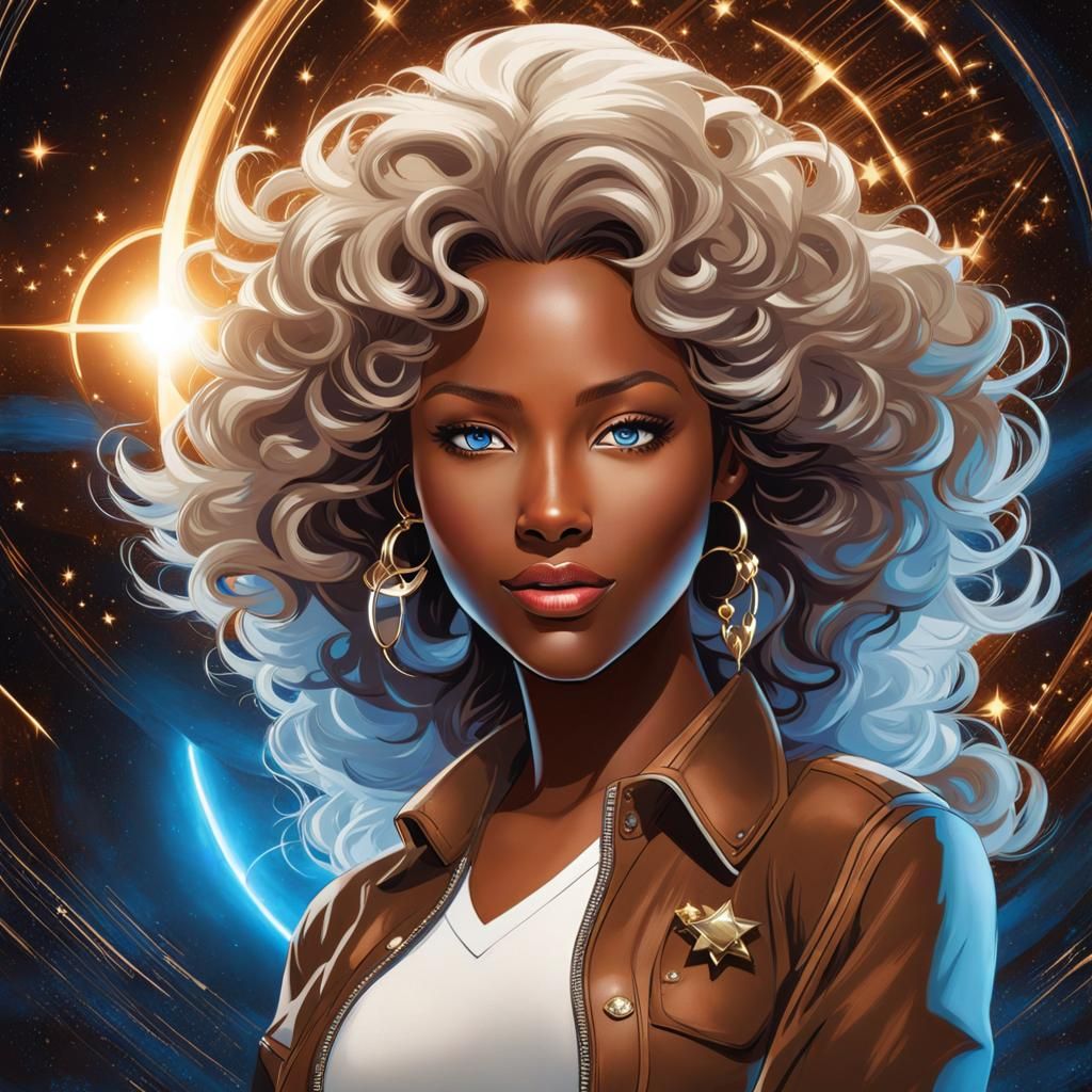 Futuristic Cowgirl Portrait in Retrofuturist Sci-Fi Style