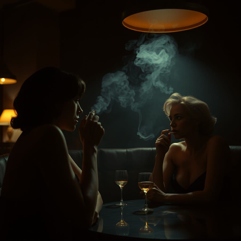 Film Noir Night Scene in Hyperrealistic Style