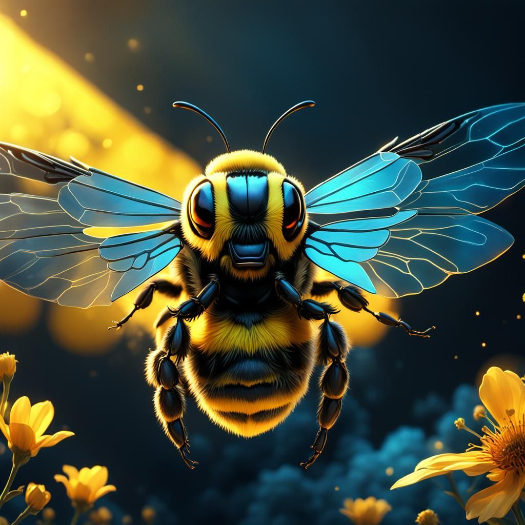 Vibrant Bumblebee Silhouette in Digital Matte Painting