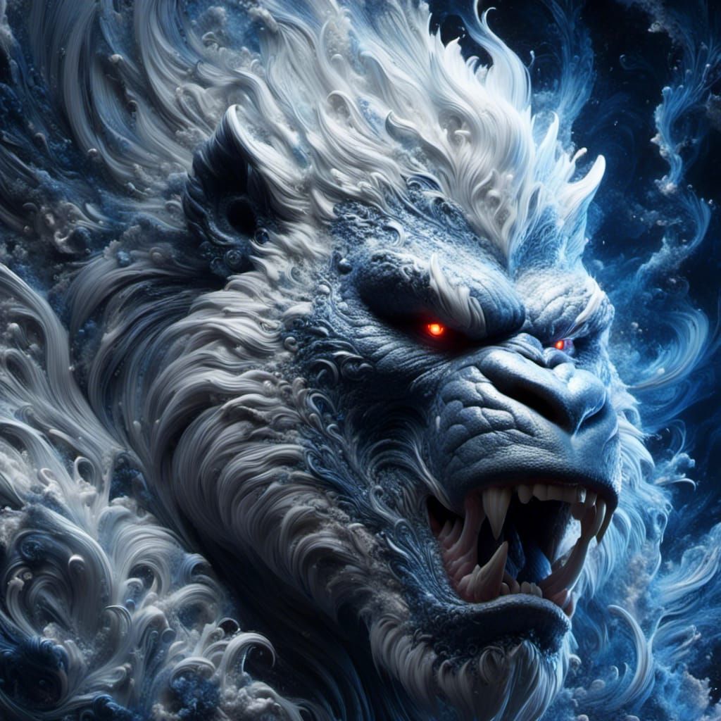 Dragon Gorilla and Viking Warrior: Hyperrealistic Art