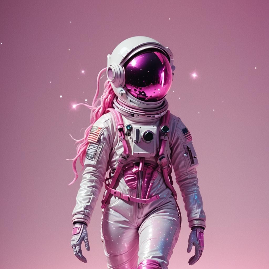 Synthwave Mermaid, Astronaut, and Duck in Space