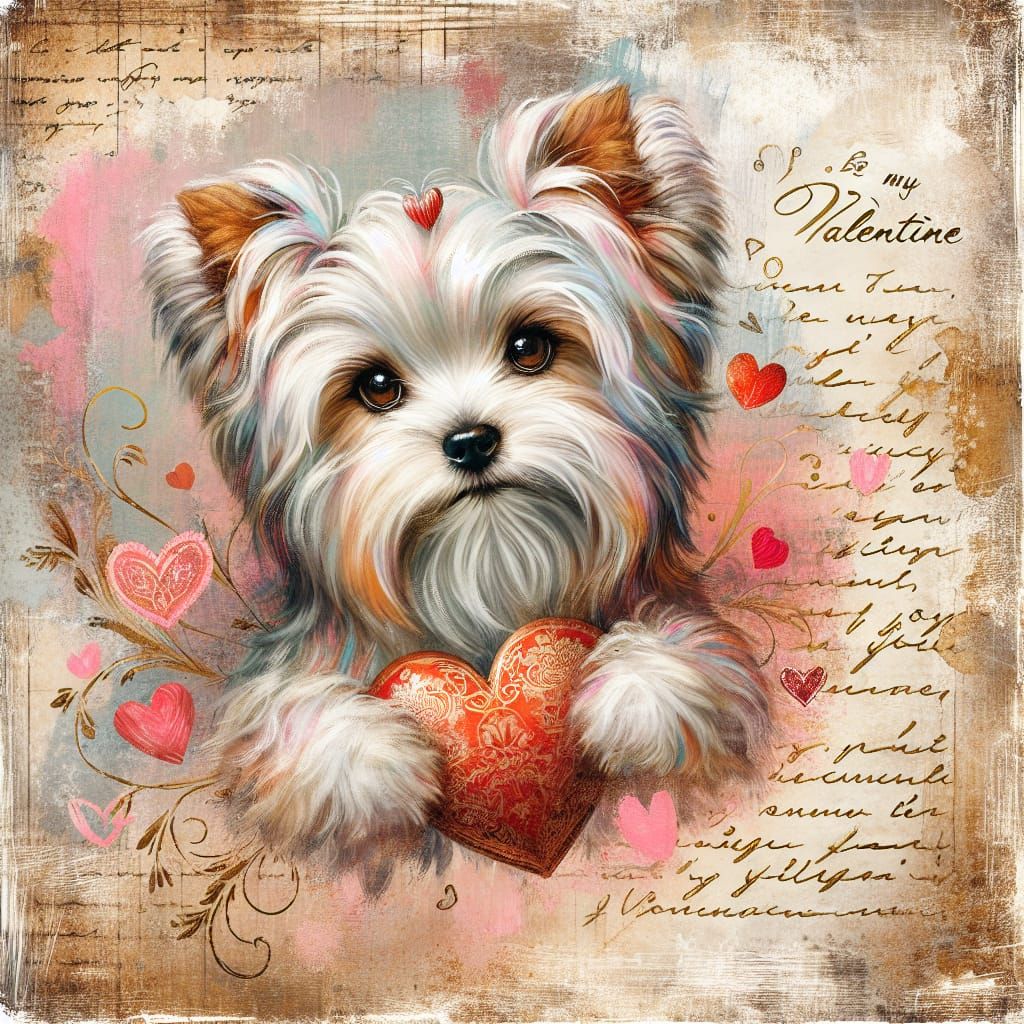 Whimsical Yorkshire Terrier Valentine