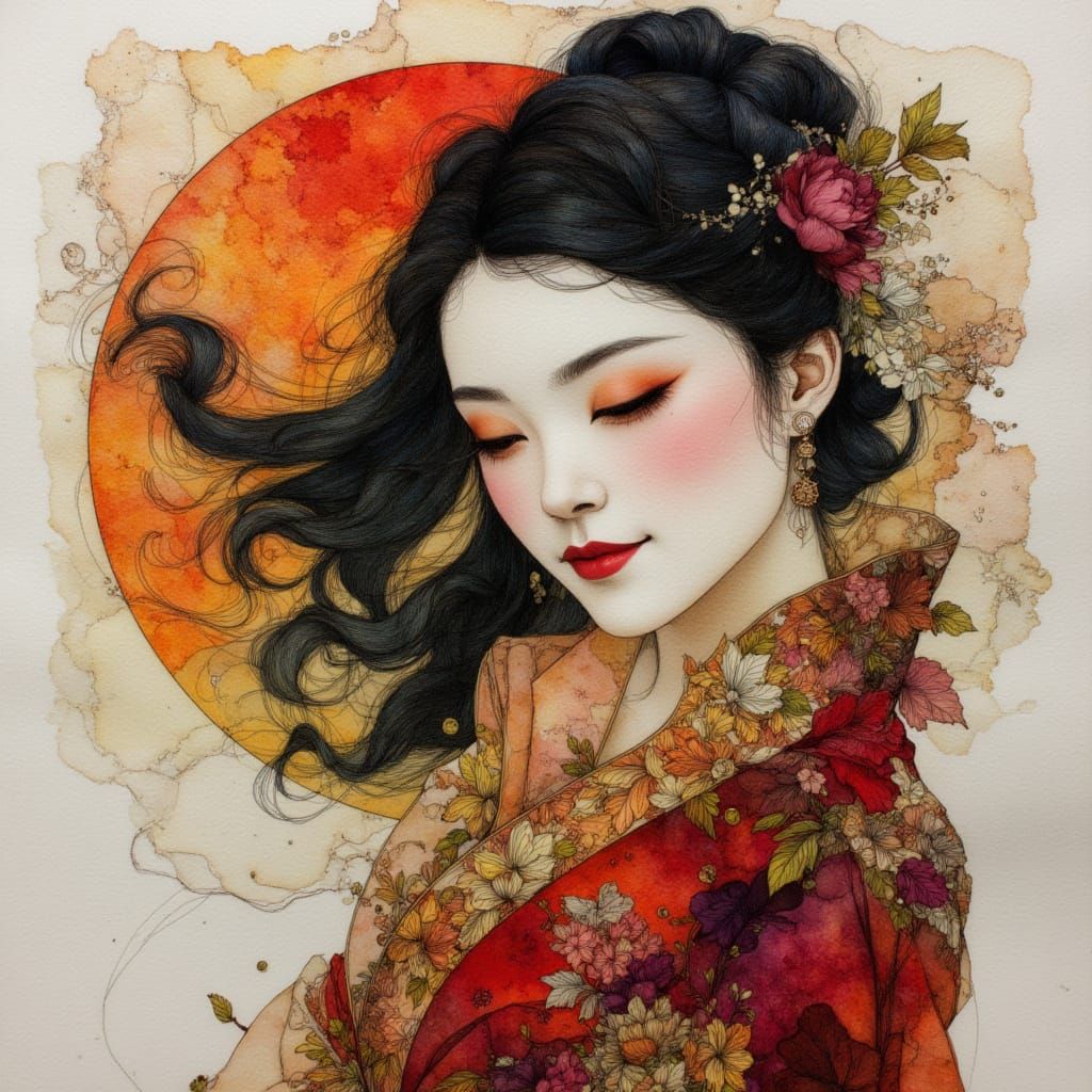 Geisha in Dark Fantasy Art Style