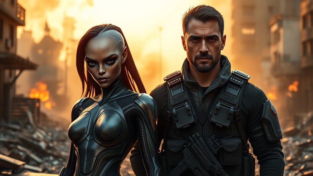 War-Torn City Allies Stand United in Gritty Urban Landscape