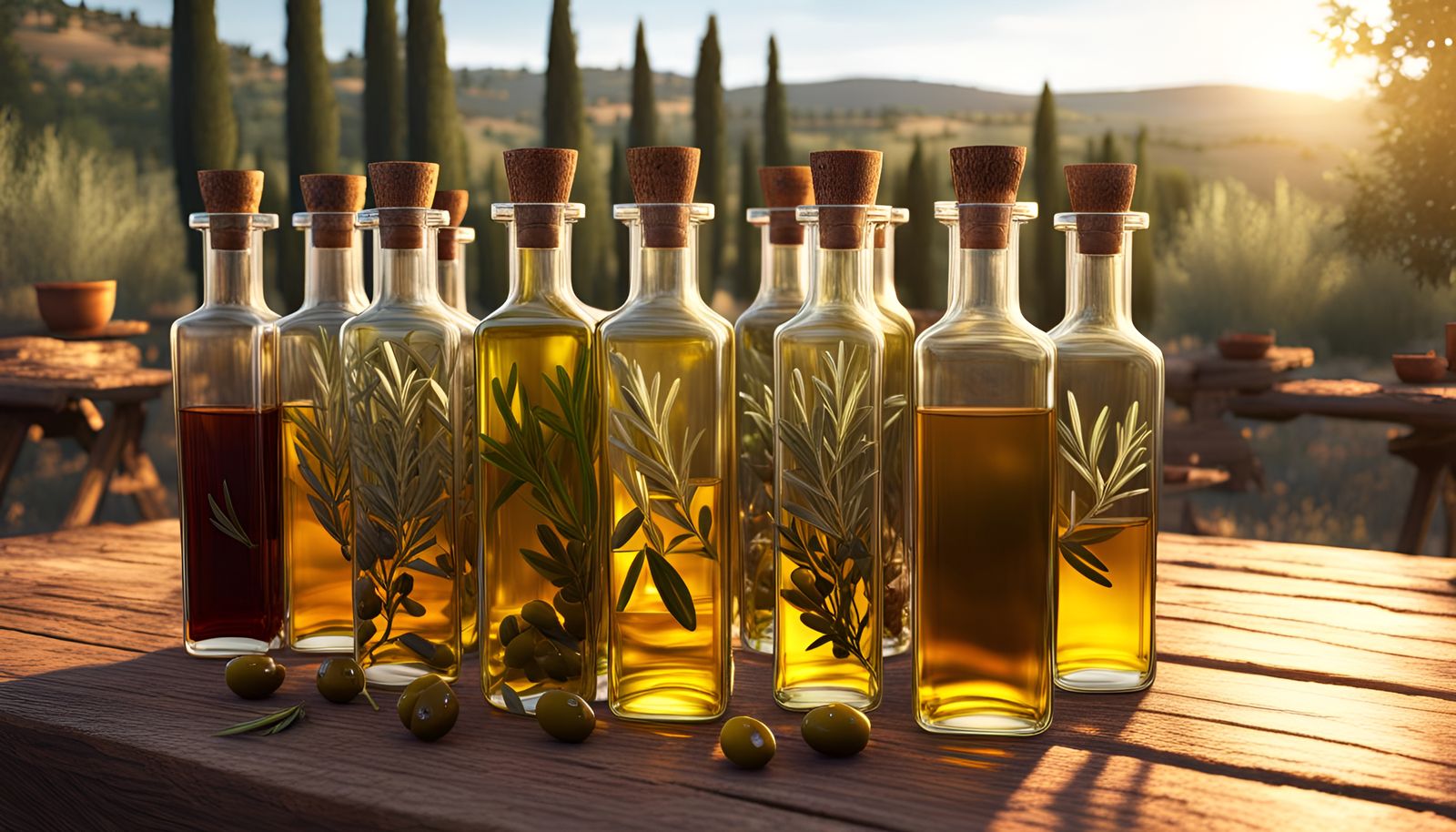 Olive Oils and Vinegars in Tuscan Light