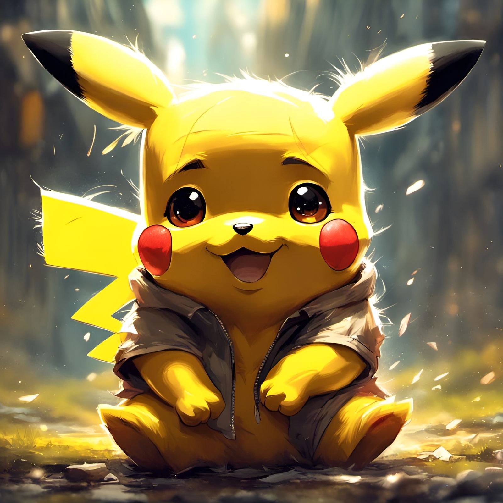 Chibi Pikachu and Winnie the Pooh, Detailed 3D Art