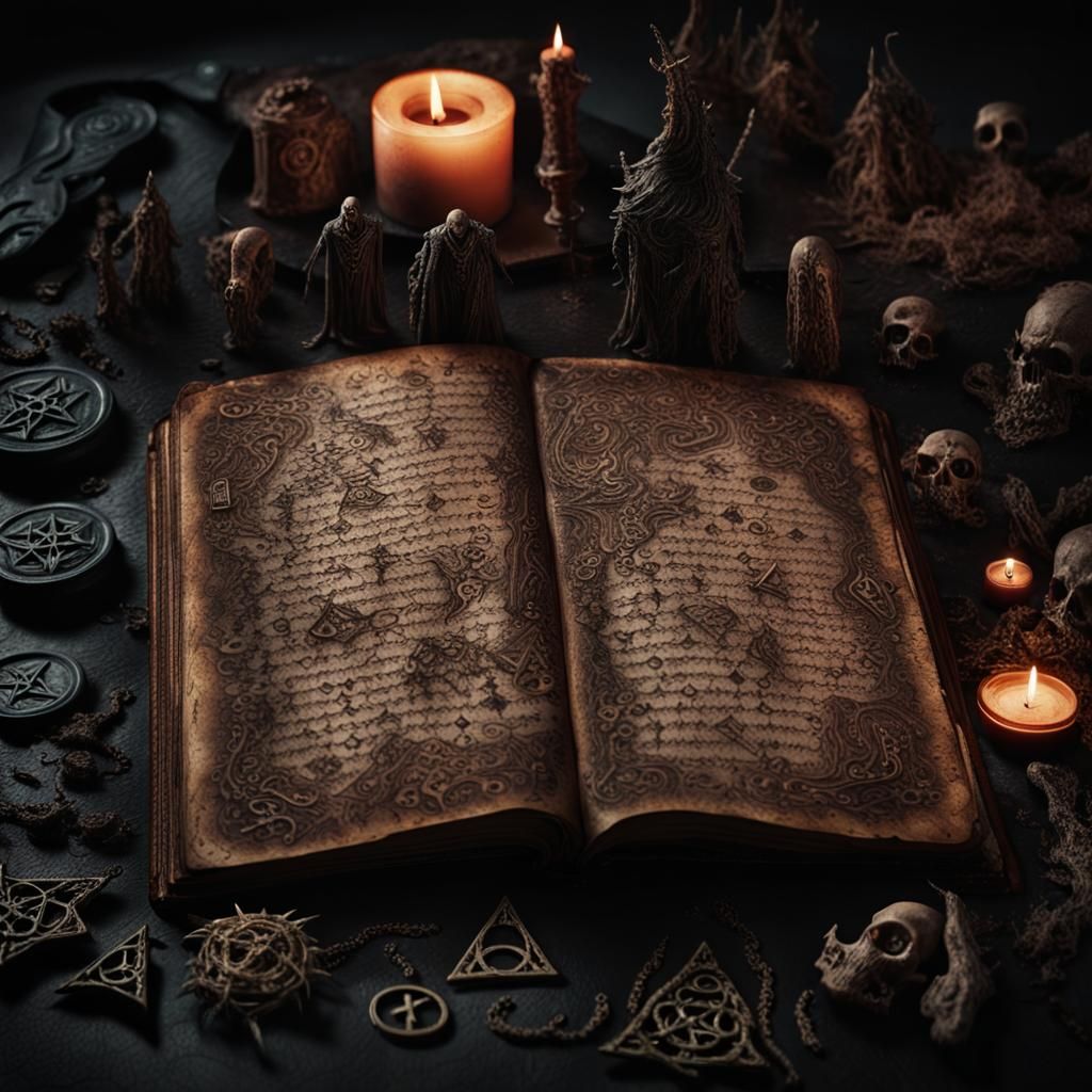 Arcane Necronomicon Page in Dark Fantasy Style